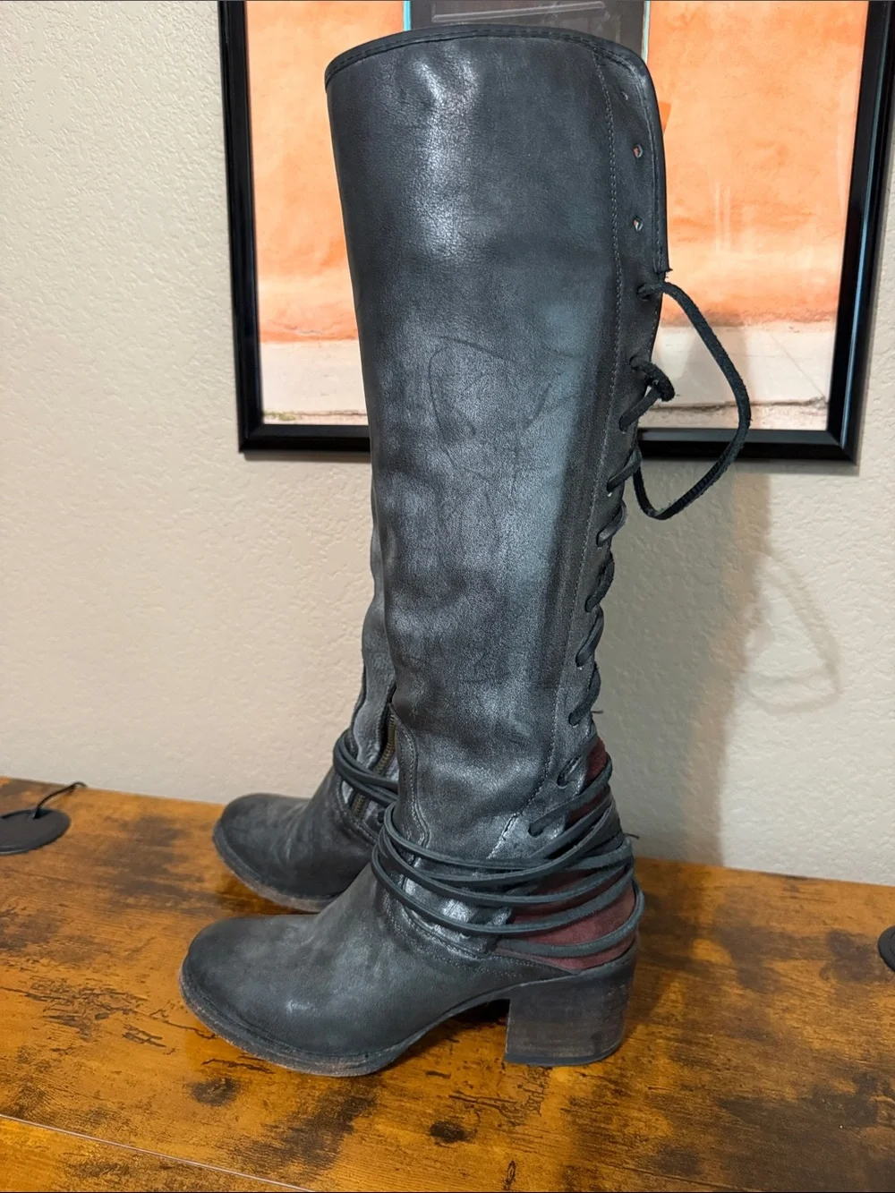 Freebird by Steven Coal Tall Black Leather Boots sz 7